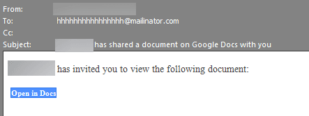 'Google Docs' Scam Strikes Email Accounts Nationwide